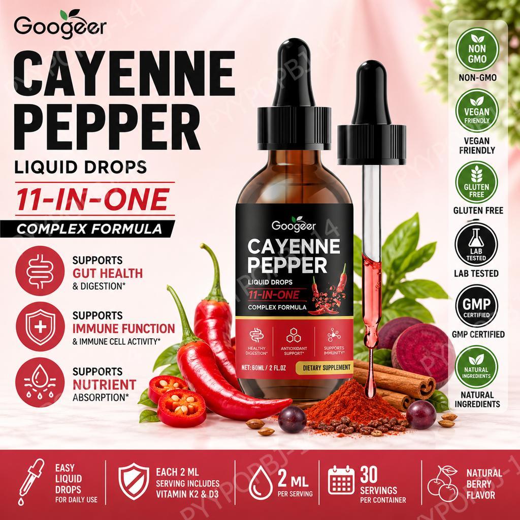 Vitamin D3 K2 Drop - Googeer Cayenne Biberi Sıvı Damlaları 11'i
