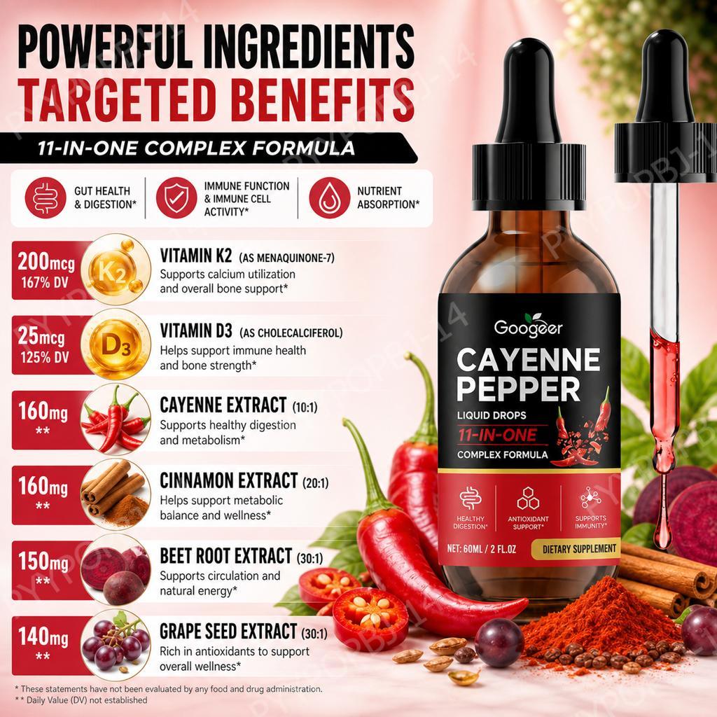 Googeer Cayenne Biberi Sıvı Da - Vitamin D3 K2 Drop incelemesi ve fiyatı